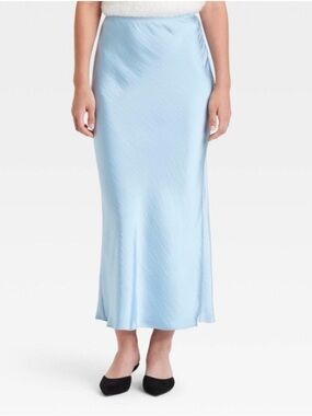 a new day Light Blue Satin Maxi Skirt